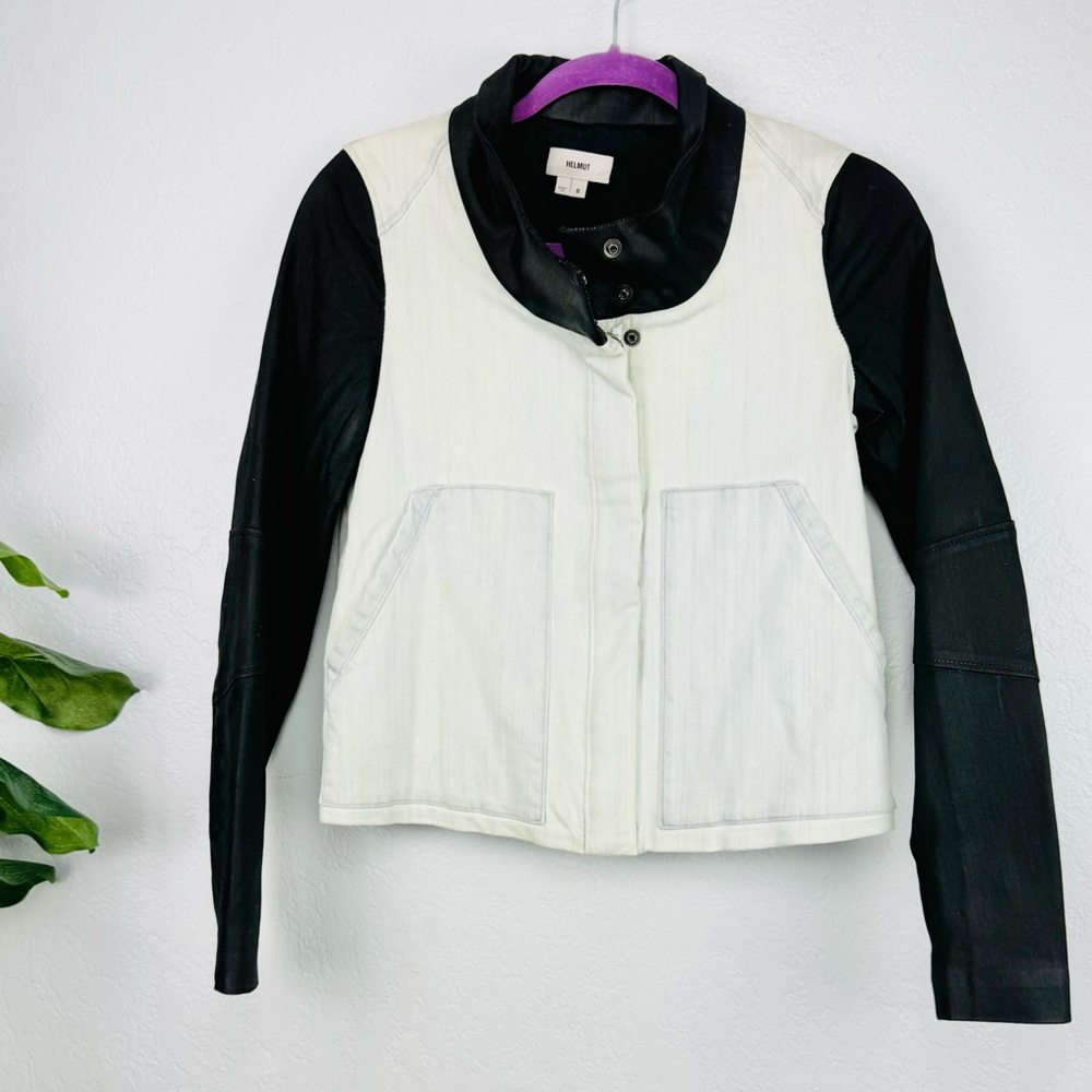 Helmut Lang Colorblock Black Light Washed Denim Jacket